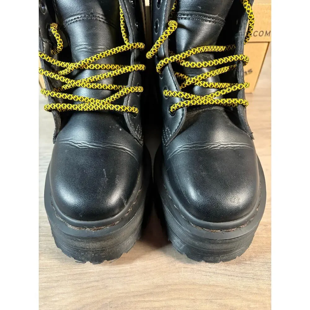 Dr.‎ Martens Jadon Black Leather Platform Boots Side Zip Chunky Quad Sole Mens 6